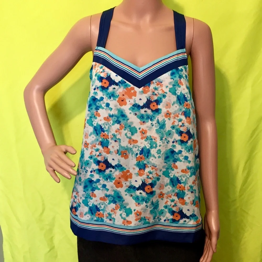 LC Lauren Conrad Floral Crossed Back Tank Cami